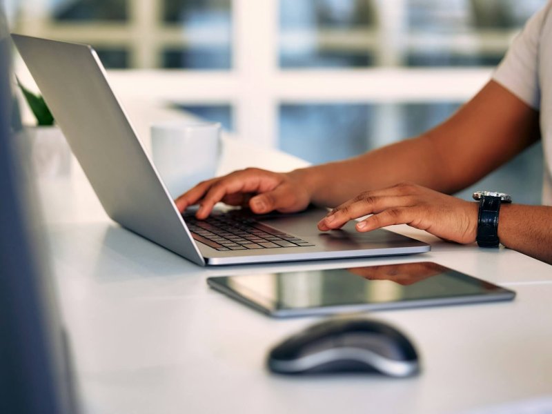 Male freelancer working in a coworking space