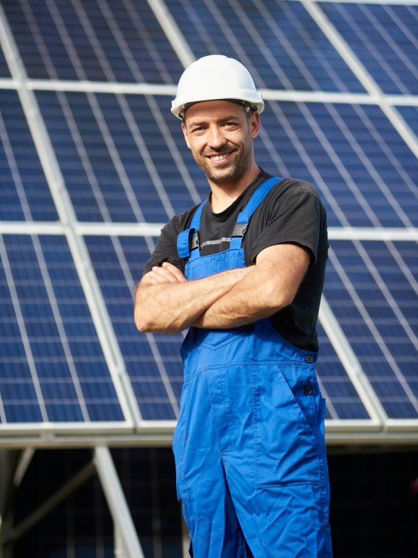 Stand-alone exterior solar panel system installation, renewable green energy generation concept.