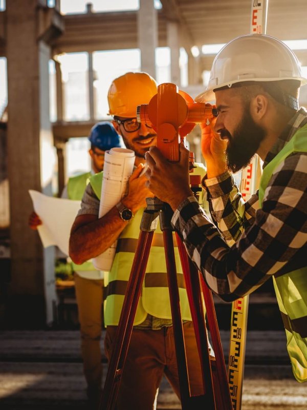 Construction concept of engineer and architect working at construction site