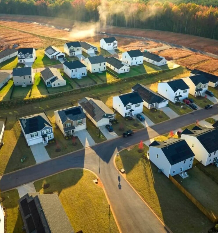 Ground prepared for building of new residential houses